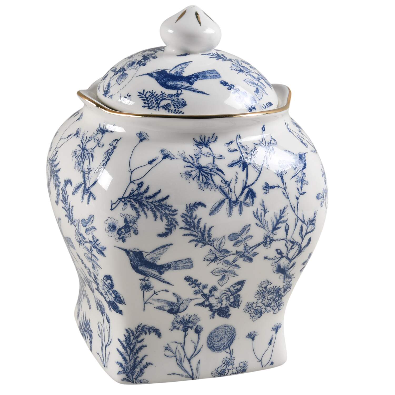 Blue White Bird Small Canister & Lid by Grace's Teaware-1