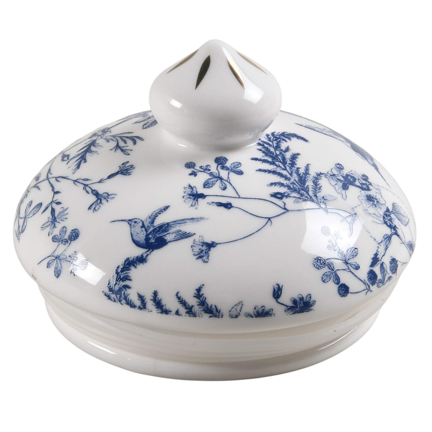 Blue White Bird Lid for Medium Canister by Grace's Teaware-1