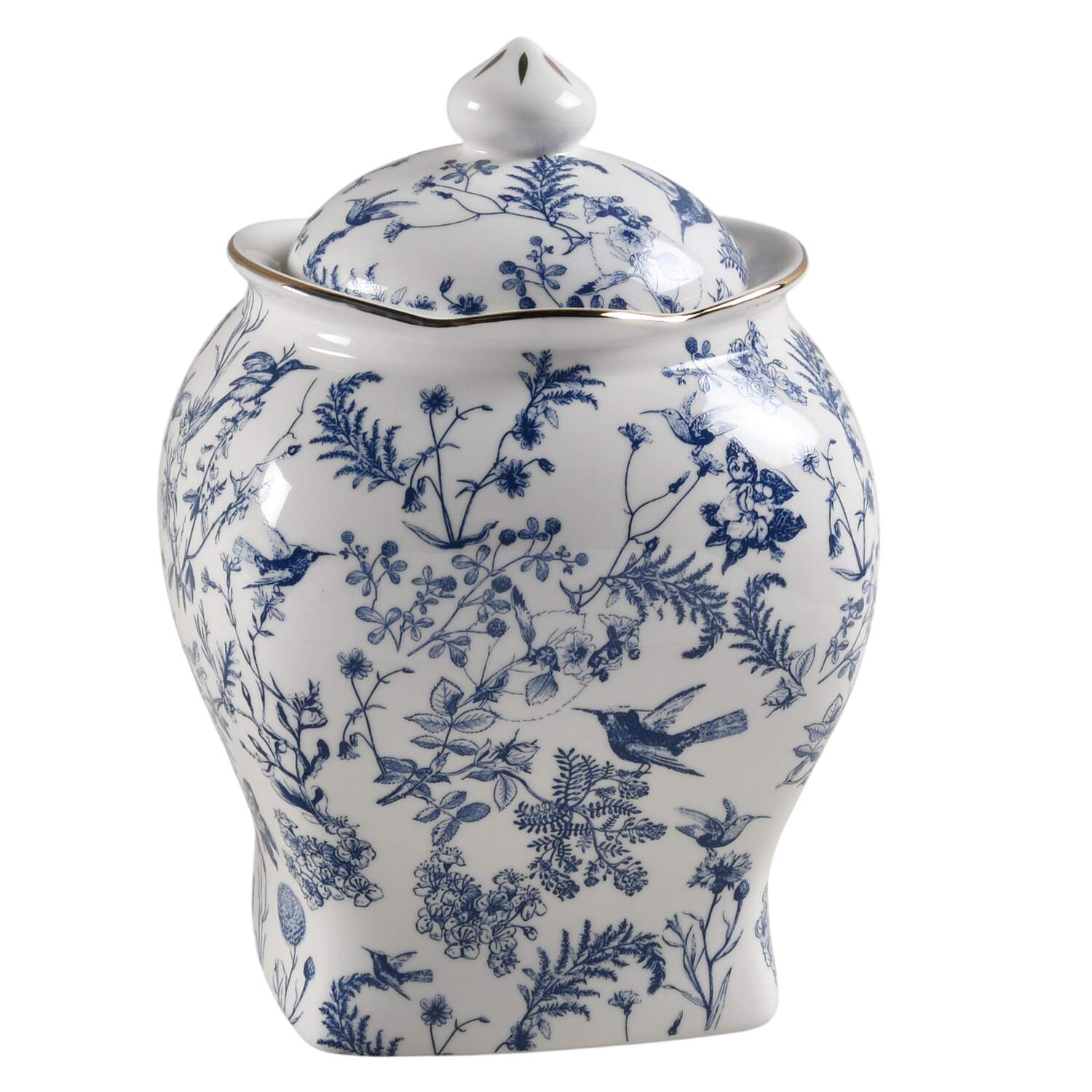 Blue White Bird Medium Canister & Lid by Grace's Teaware-1