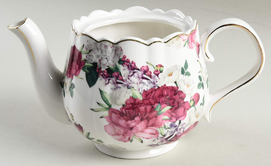 Burgundy Rose Teapot No Lid by Grace's Teaware-1