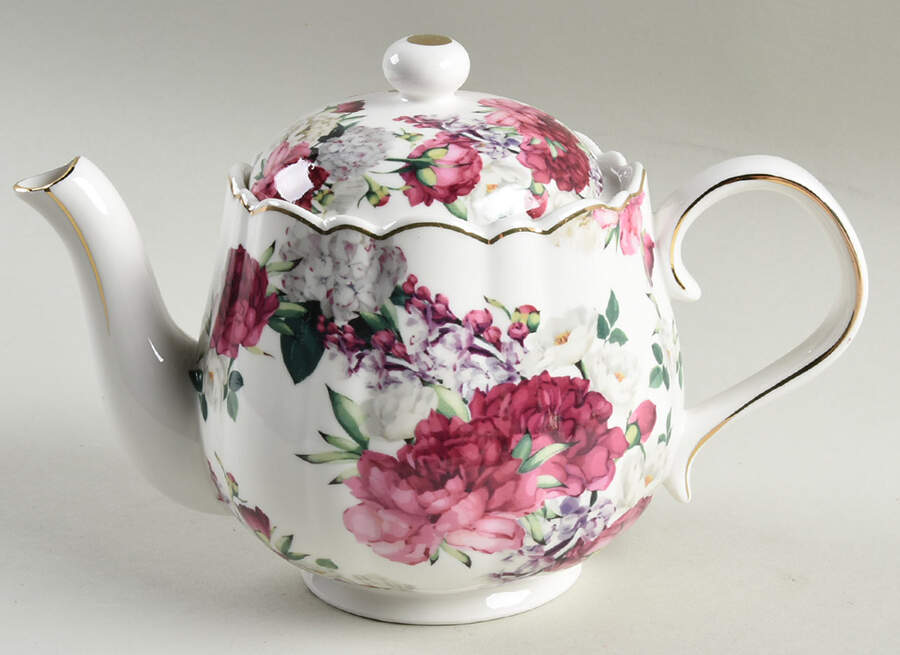 Burgundy Rose Teapot & Lid by Grace's Teaware-1