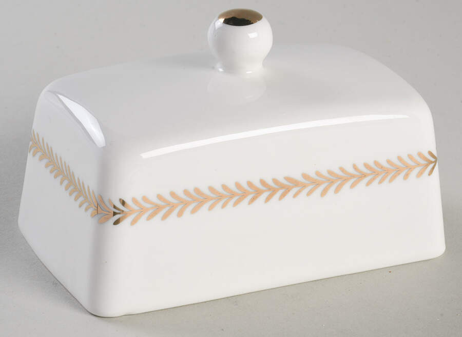 White Gold Laurel Lid for 1/4 Lb Butter by Grace's Teaware-1