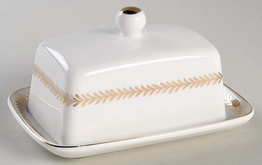 White Gold Laurel 1/4 Lb Covered Butter by Grace's Teaware-1