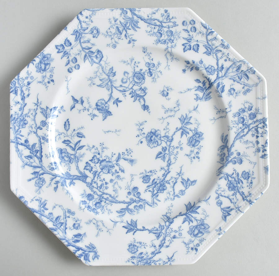 Octagon Blue Rose Dinner Plate by Grace's Teaware-1