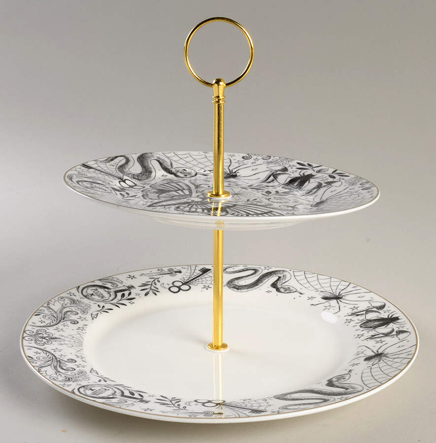 Poison 2 Tiered Serving Tray (Dinner & Salad Plate) by Grace's Teaware-1