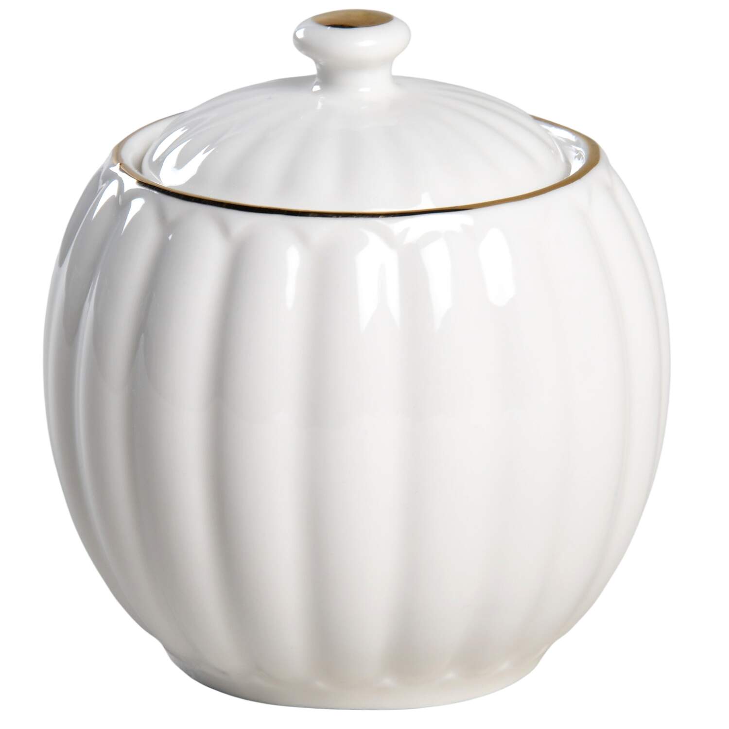 White Gold Shell Sugar Bowl & Lid by Grace's Teaware-1