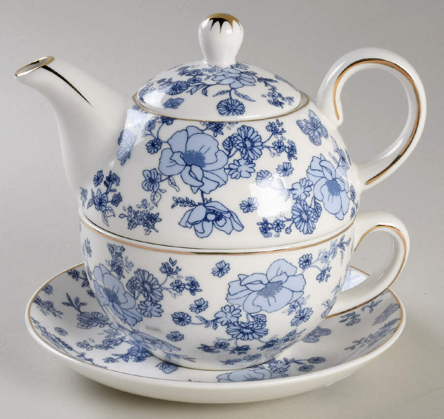 Katie Individual Teapot & Lid with Cup & Saucer by Grace's Teaware-1
