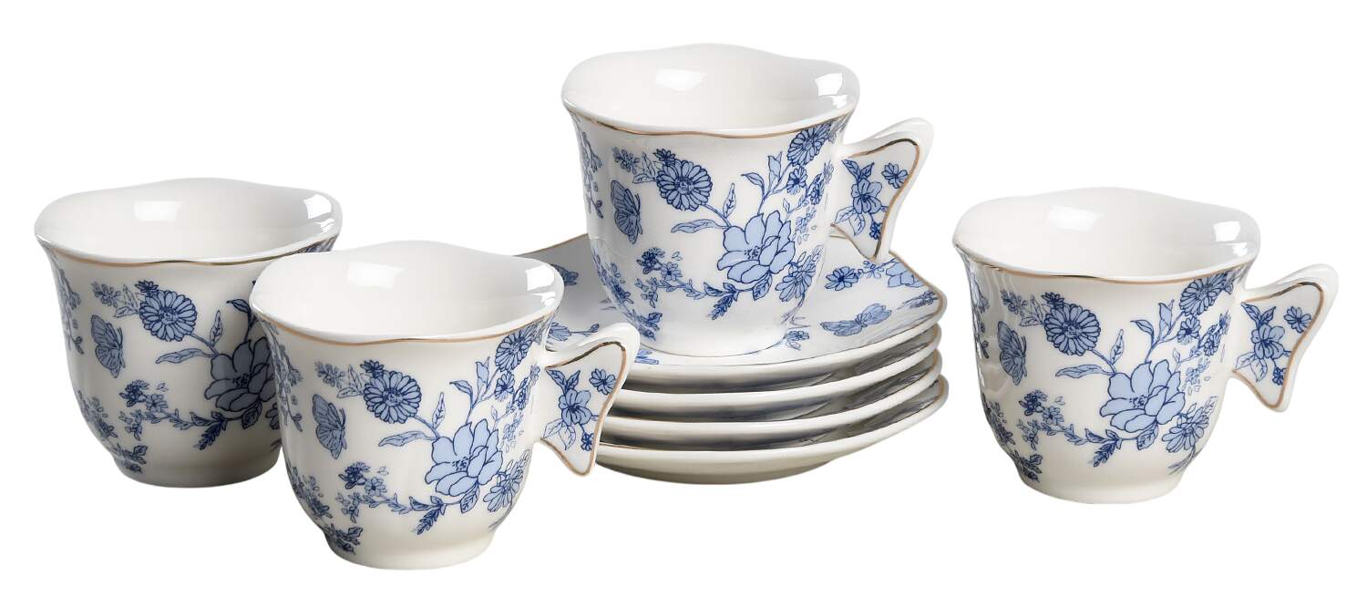 Katie Flat Demitasse Cup & Saucer Set - Set of 4 by Grace's Teaware-1