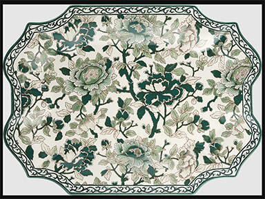 Pivoines Vertes 17" Oval Serving Platter by Faiencerie De Gien-1