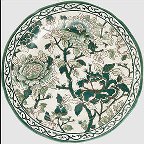 Pivoines Vertes Dinner Plate by Faiencerie De Gien-1