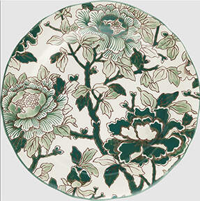 Pivoines Vertes Dessert/Pie Plate by Faiencerie De Gien-1