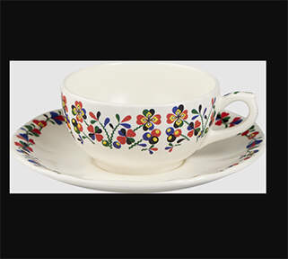 Chance Folle Flat Cup & Saucer Set by Faiencerie De Gien-1