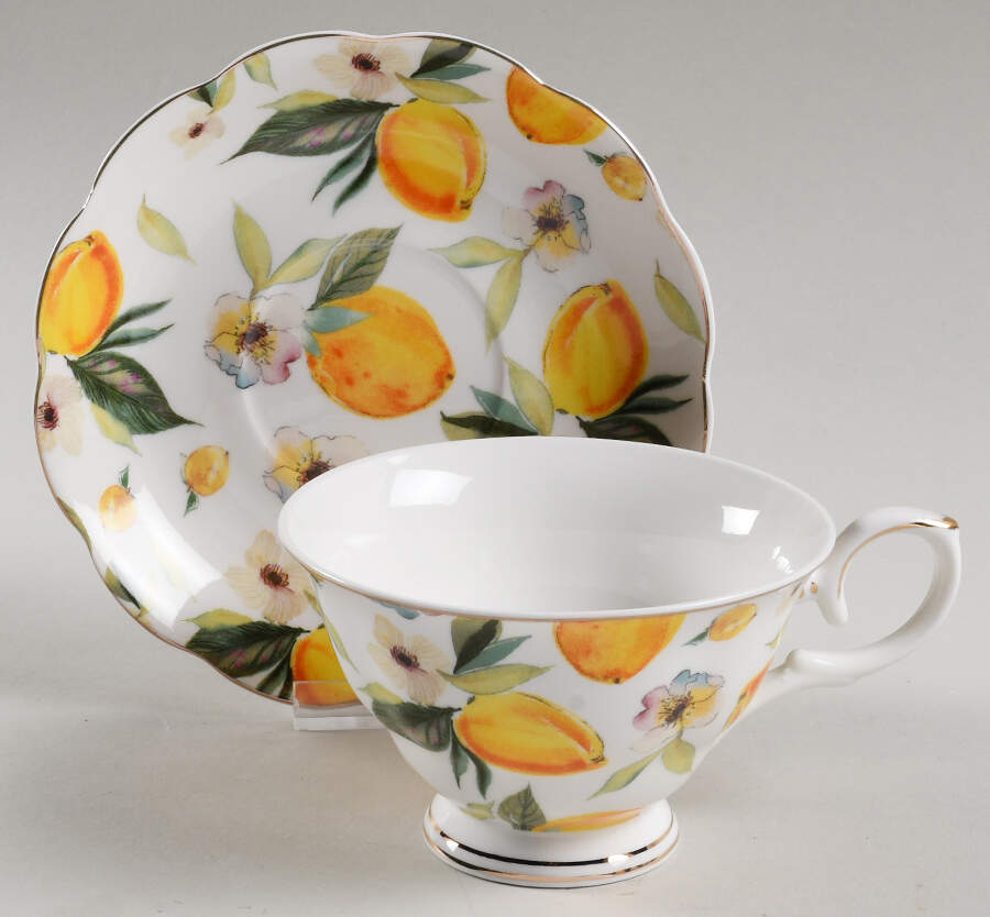 Kristy Lemon Footed Cup & Saucer Set by Grace's Teaware-1