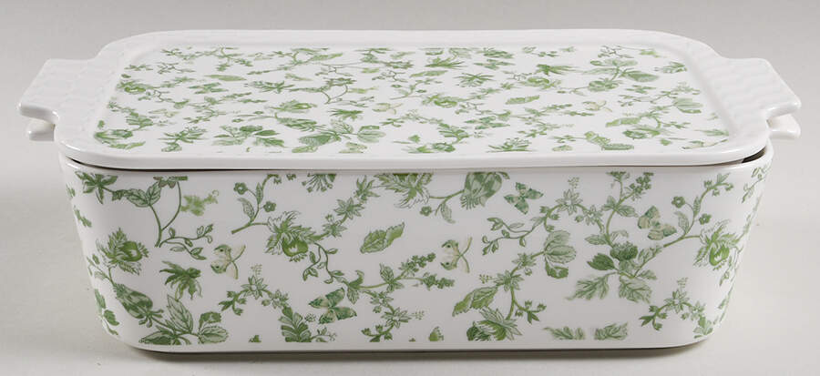Greeny Garden Rectangular Baker & Lid by Grace's Teaware-1