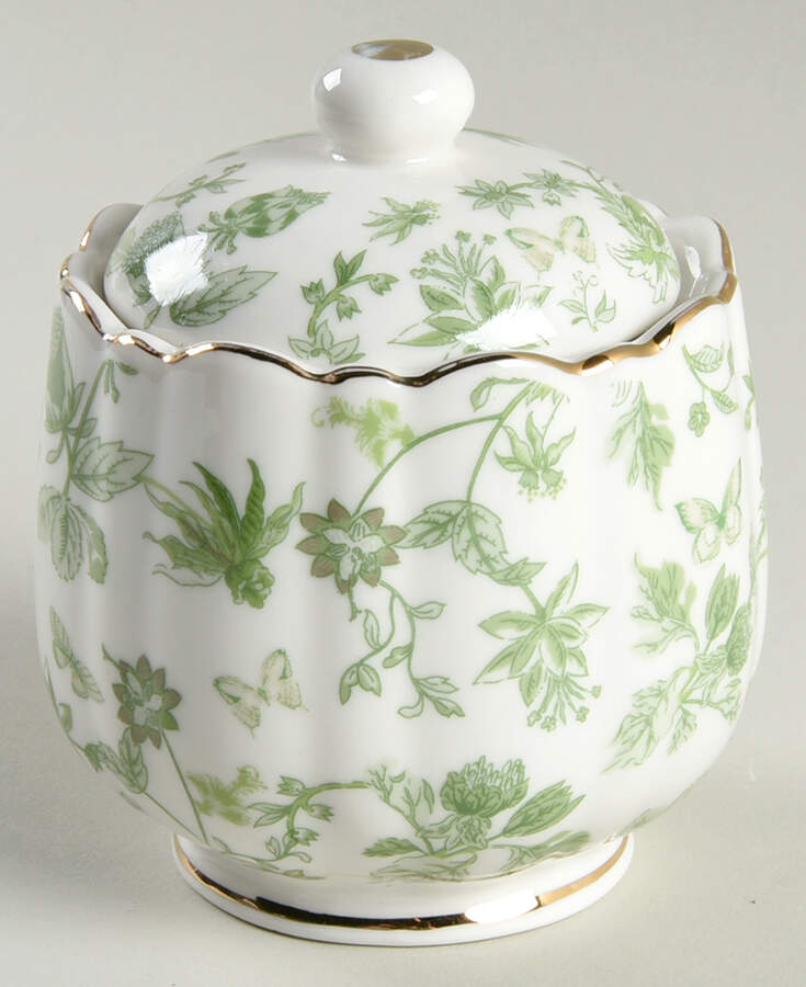 Greeny Garden Sugar Bowl & Lid by Grace's Teaware-1