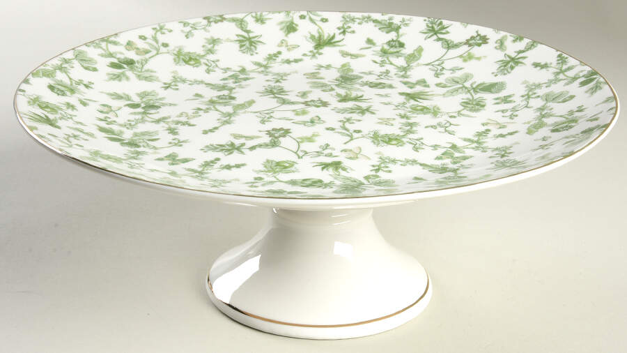 Greeny Garden Footed Cake Plate by Grace's Teaware-1