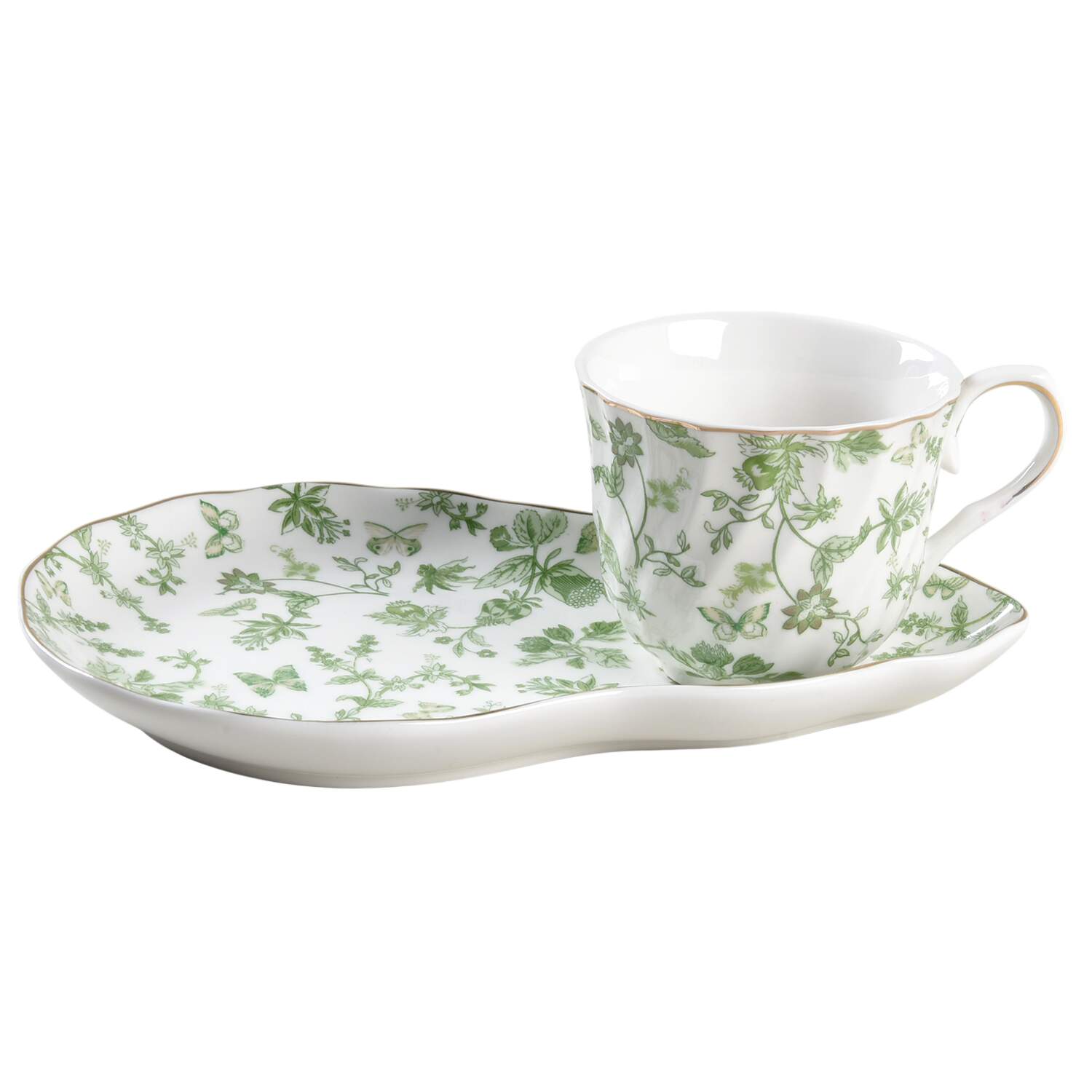 Greeny Garden Snack Plate & Cup Set by Grace's Teaware-1