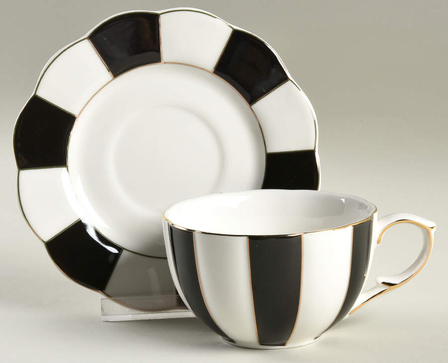 Beetle Stripe Flat Cup & Saucer Set by Grace's Teaware-1