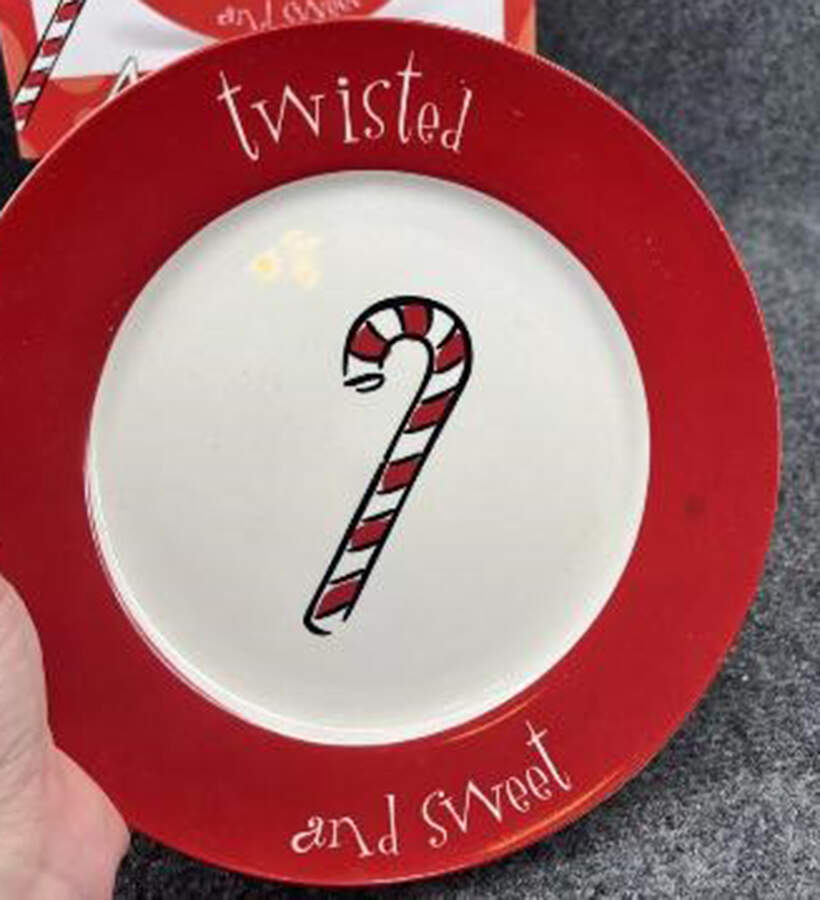 Christmas Fun Candy Cane Salad Plate by Gibson Designs-1
