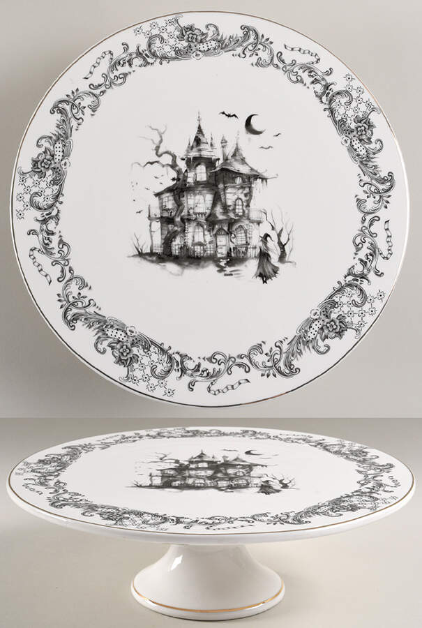 Haunted Rococo 10" Diameter Pedestal Cake Stand by Grace's Teaware-1