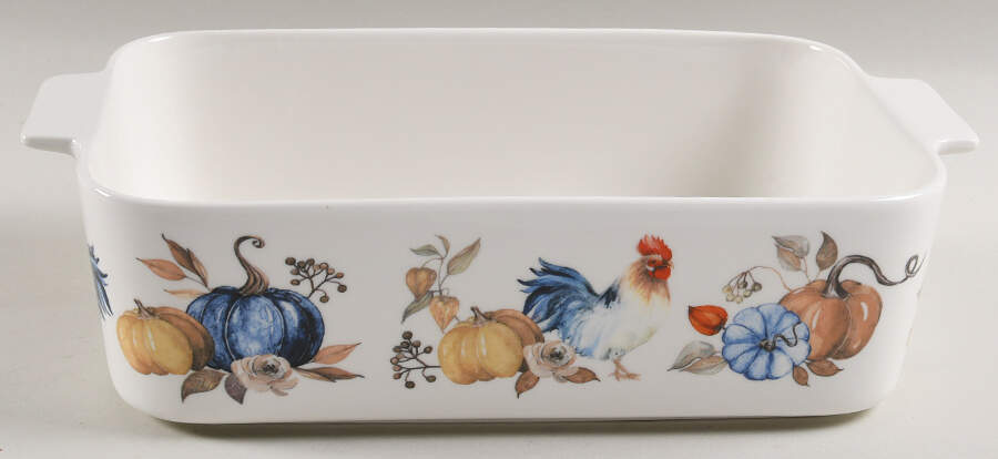 Blue Pumpkin Rooster Rectangular Baker No Lid by Grace's Teaware-1