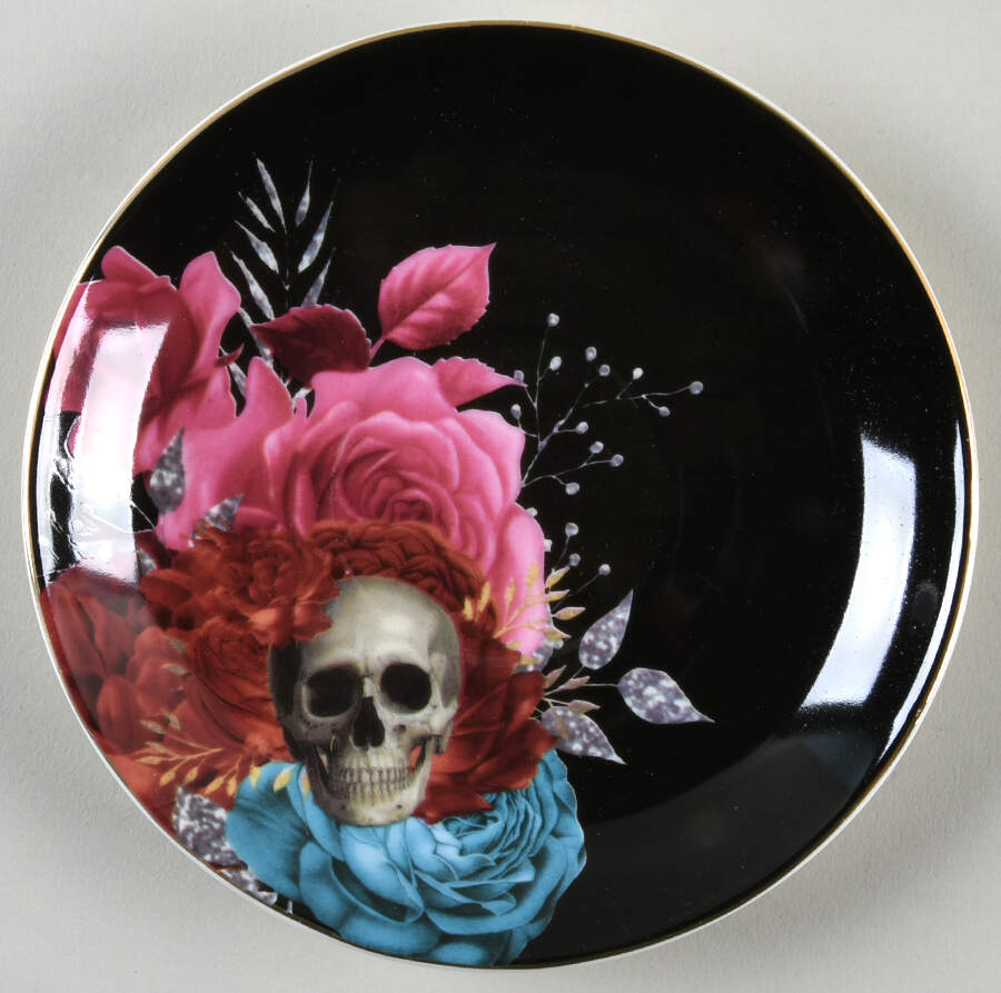 Black Rose Skull Saucer by Grace's Teaware-1