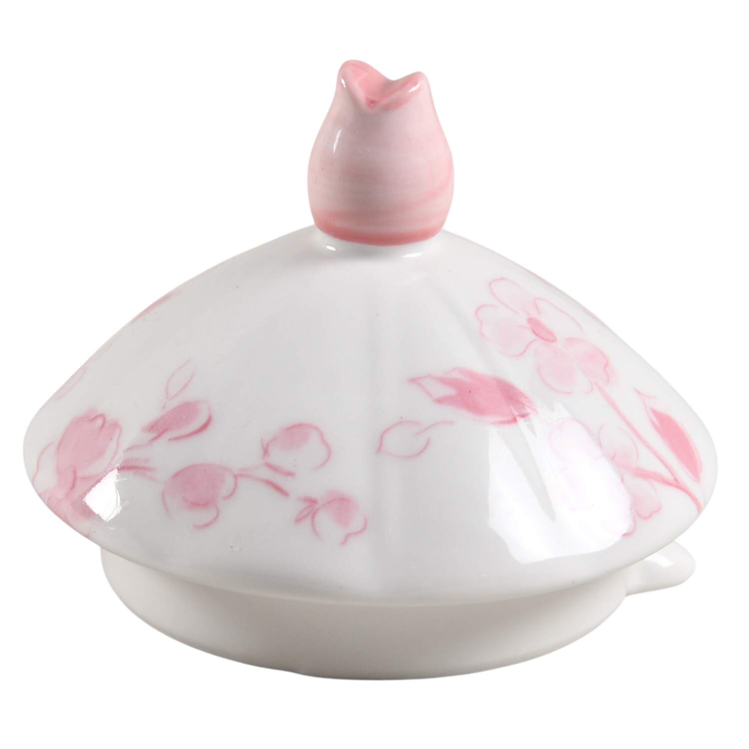 Pink Botanical Birds Lid for Teapot by Grace's Teaware-1