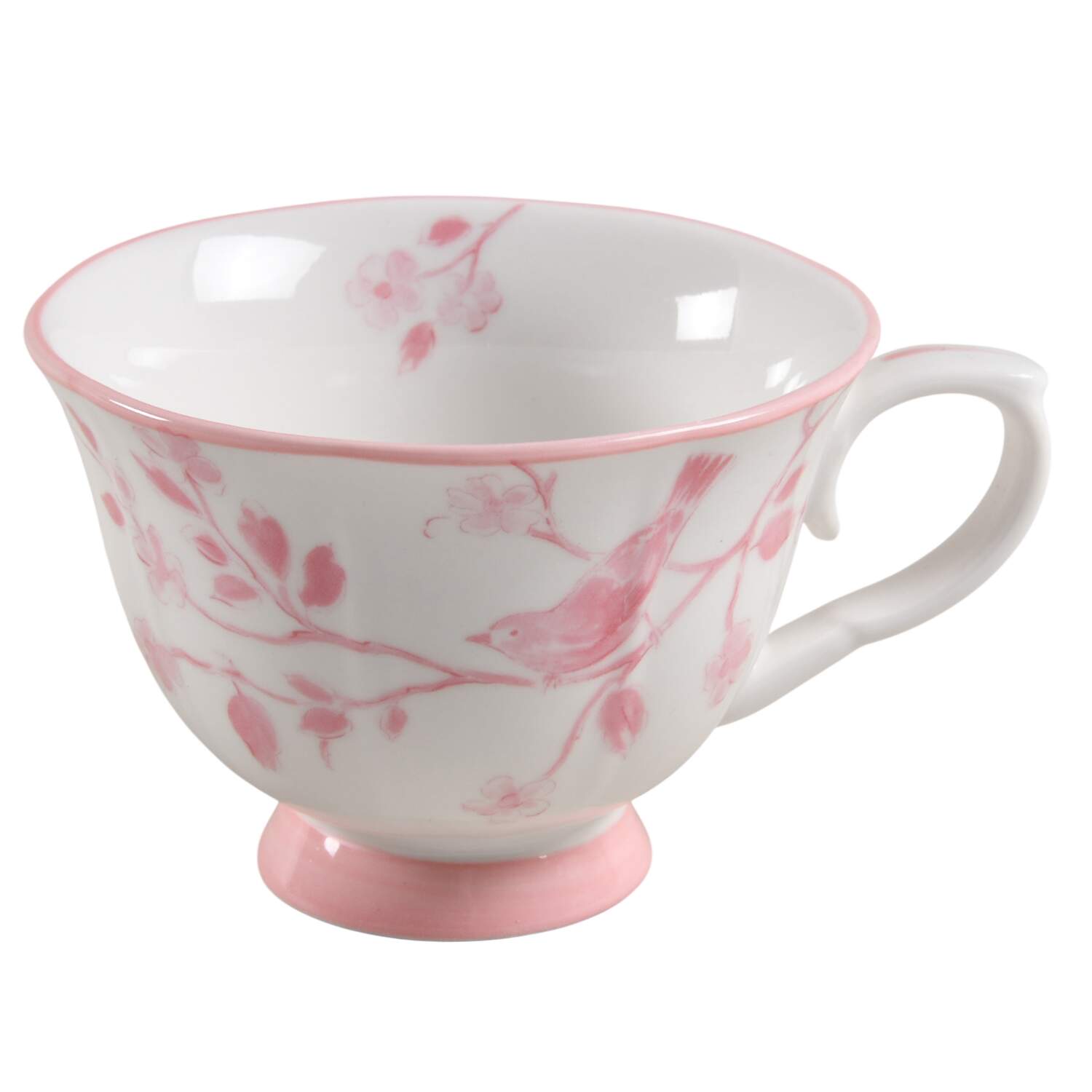 Pink Botanical Birds Footed Cup by Grace's Teaware-1