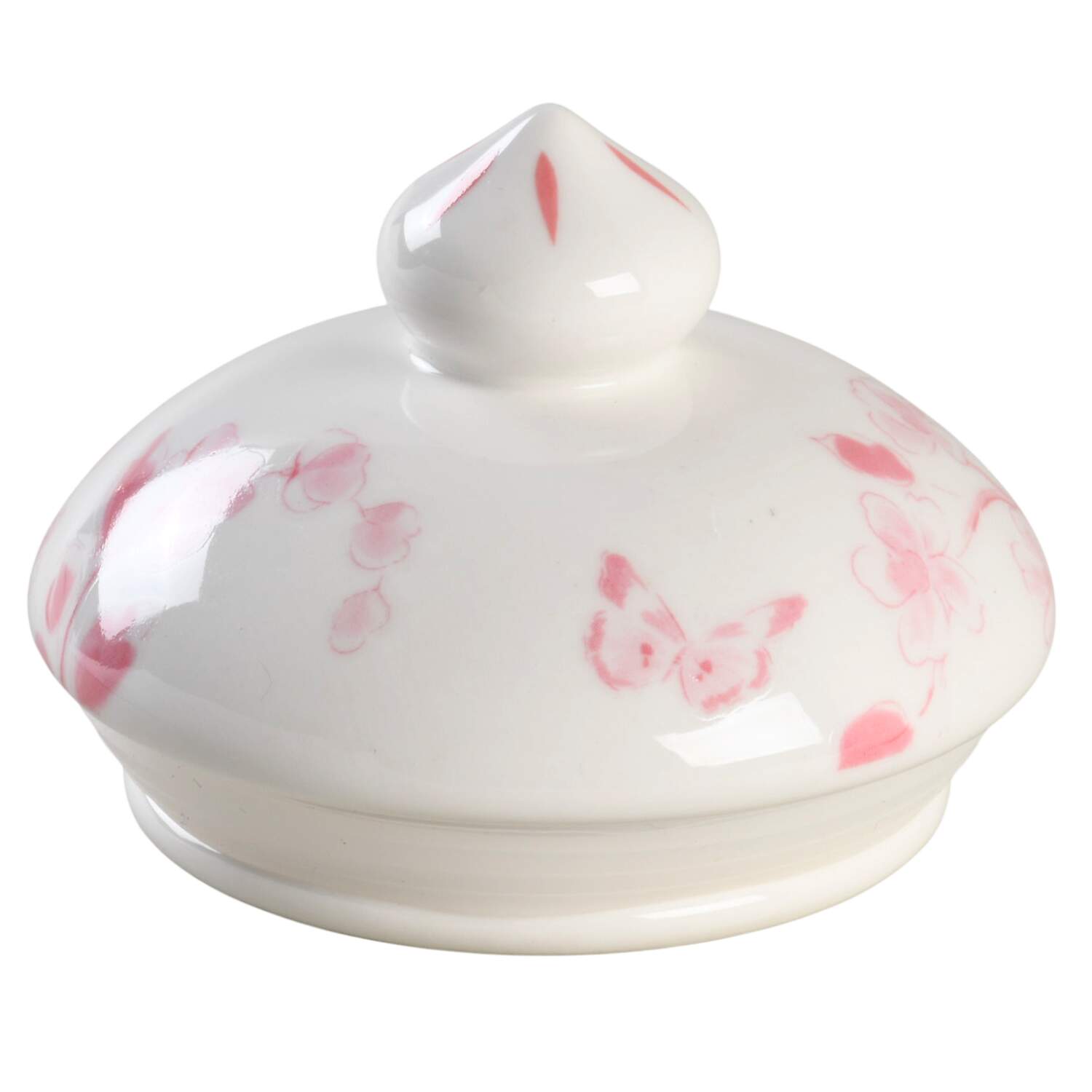 Pink Botanical Birds Lid for Small Canister by Grace's Teaware-1