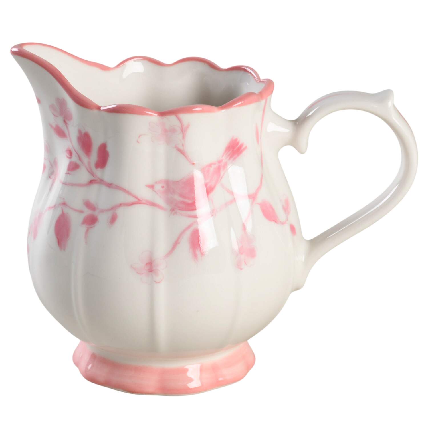 Pink Botanical Birds Creamer by Grace's Teaware-1