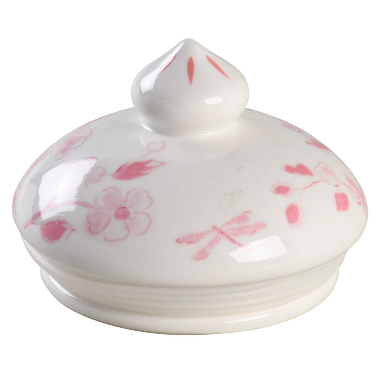 Pink Botanical Birds Lid for Large Canister by Grace's Teaware-1