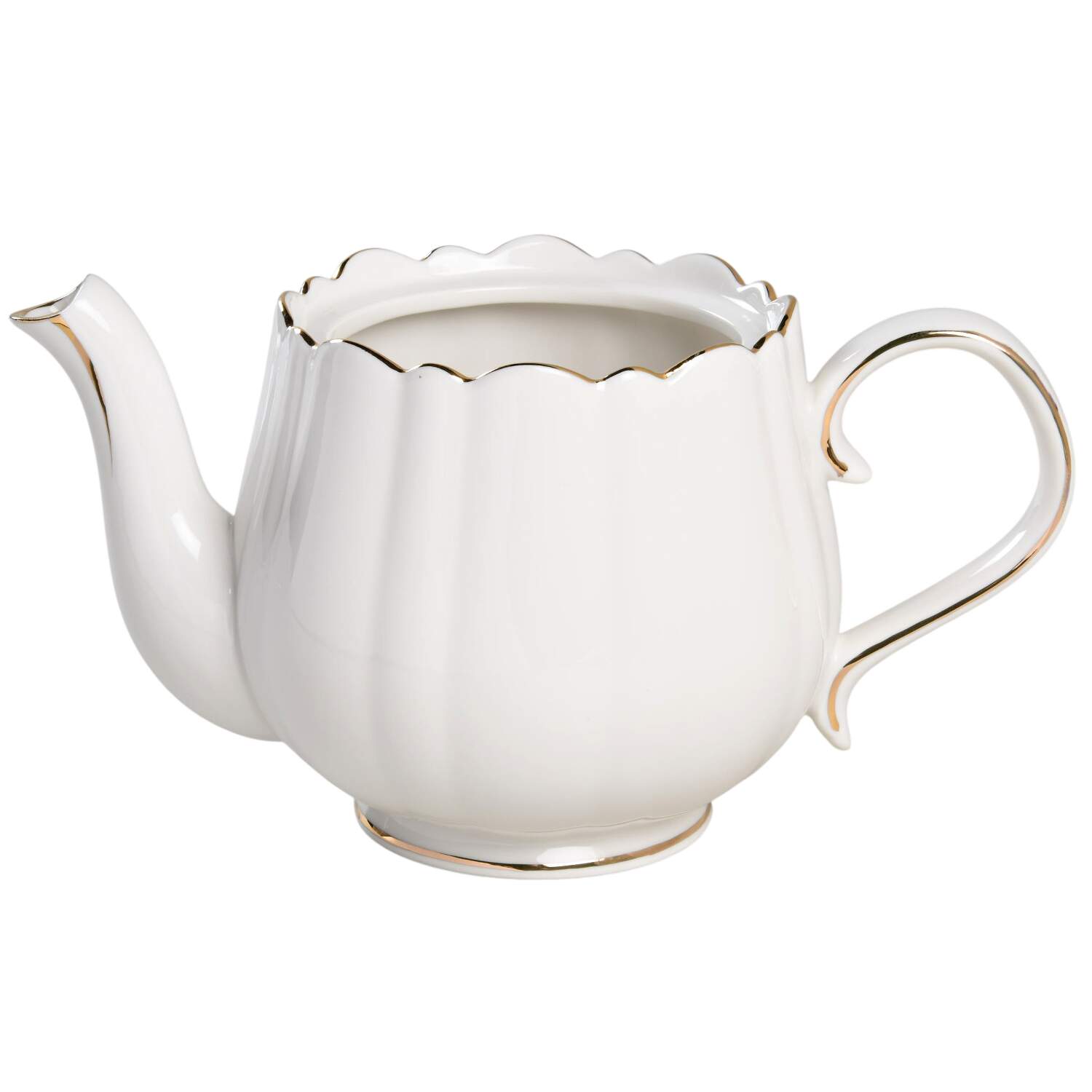 White Gold Vintage Teapot No Lid by Grace's Teaware-1