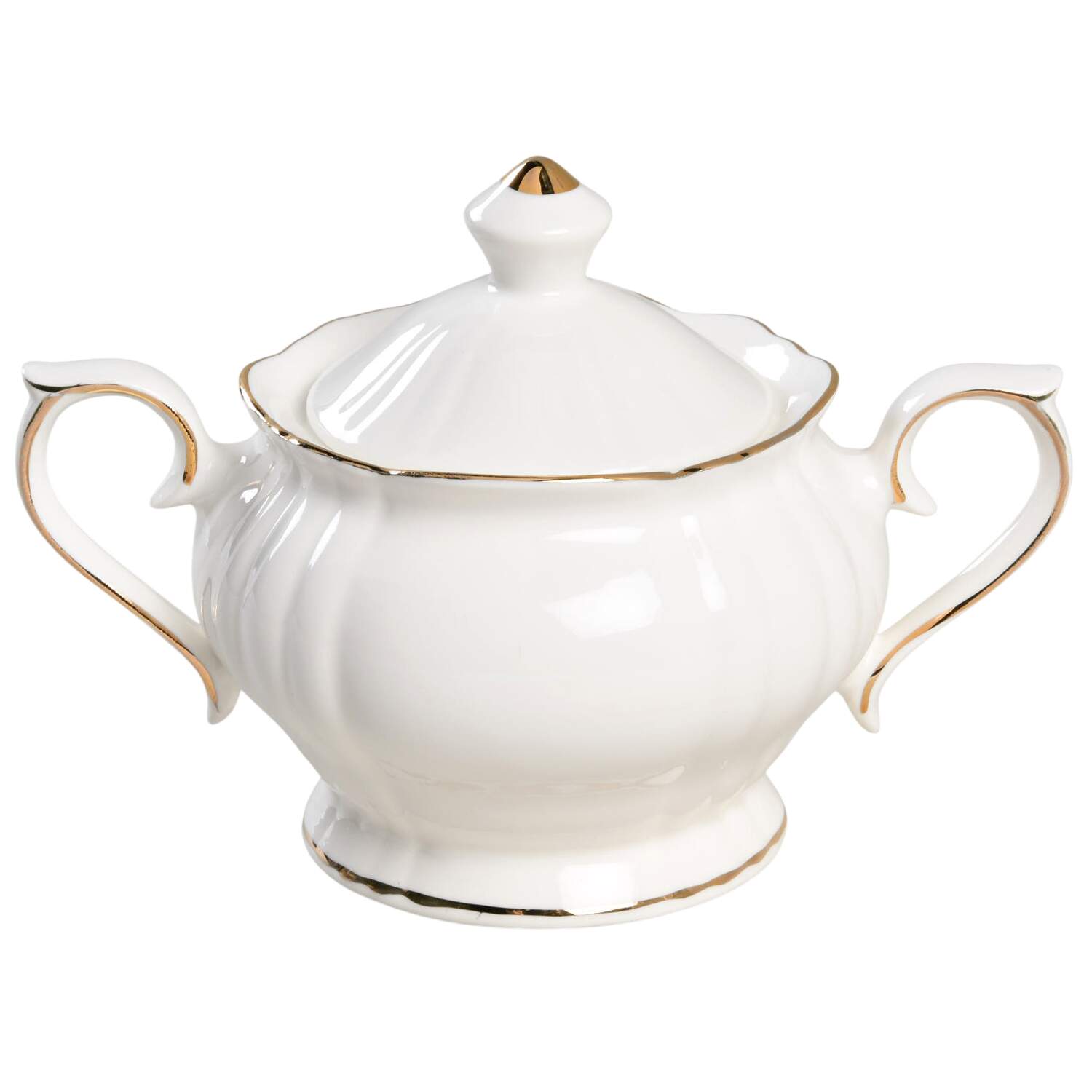 White Gold Vintage Sugar Bowl & Lid by Grace's Teaware-1