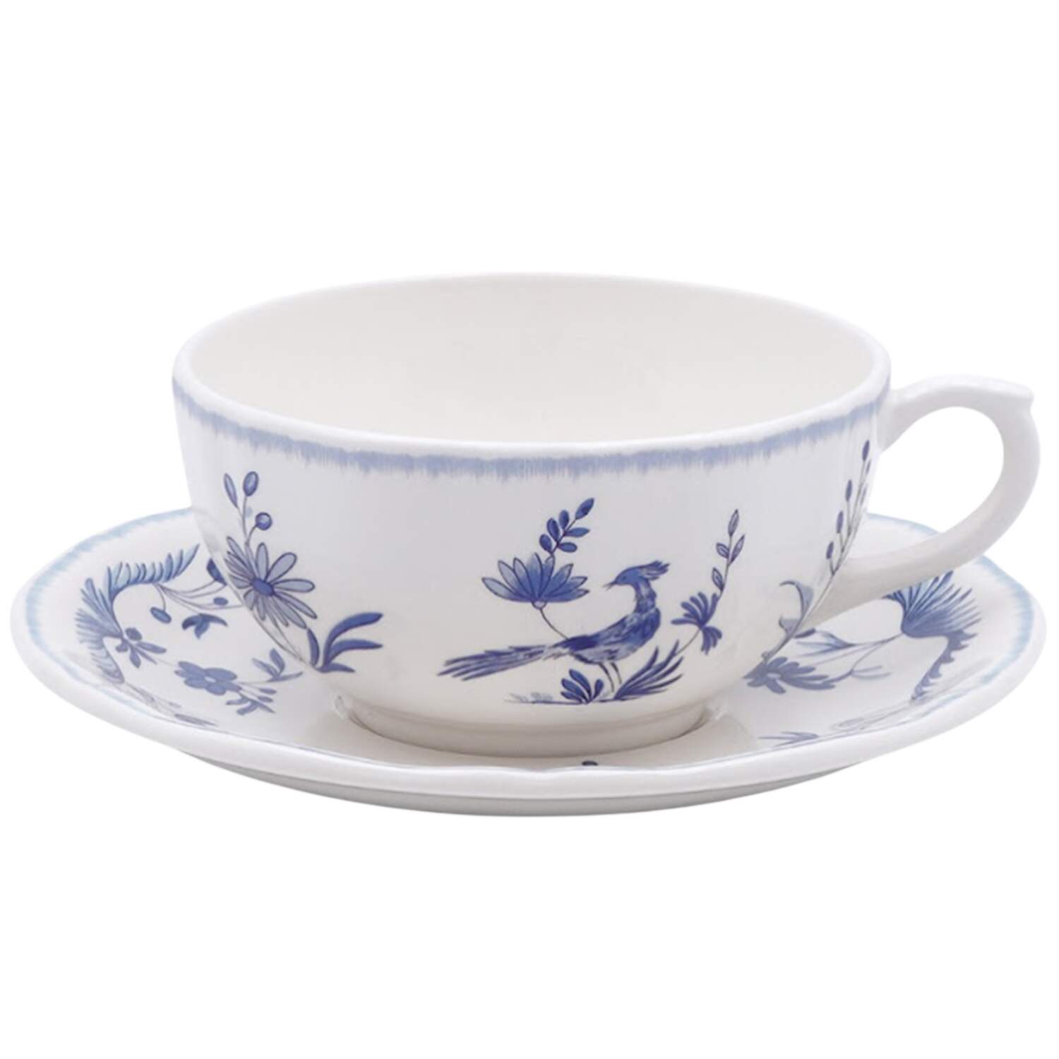 Paradis Bleu Breakfast Cup & Saucer Set by Faiencerie De Gien-1
