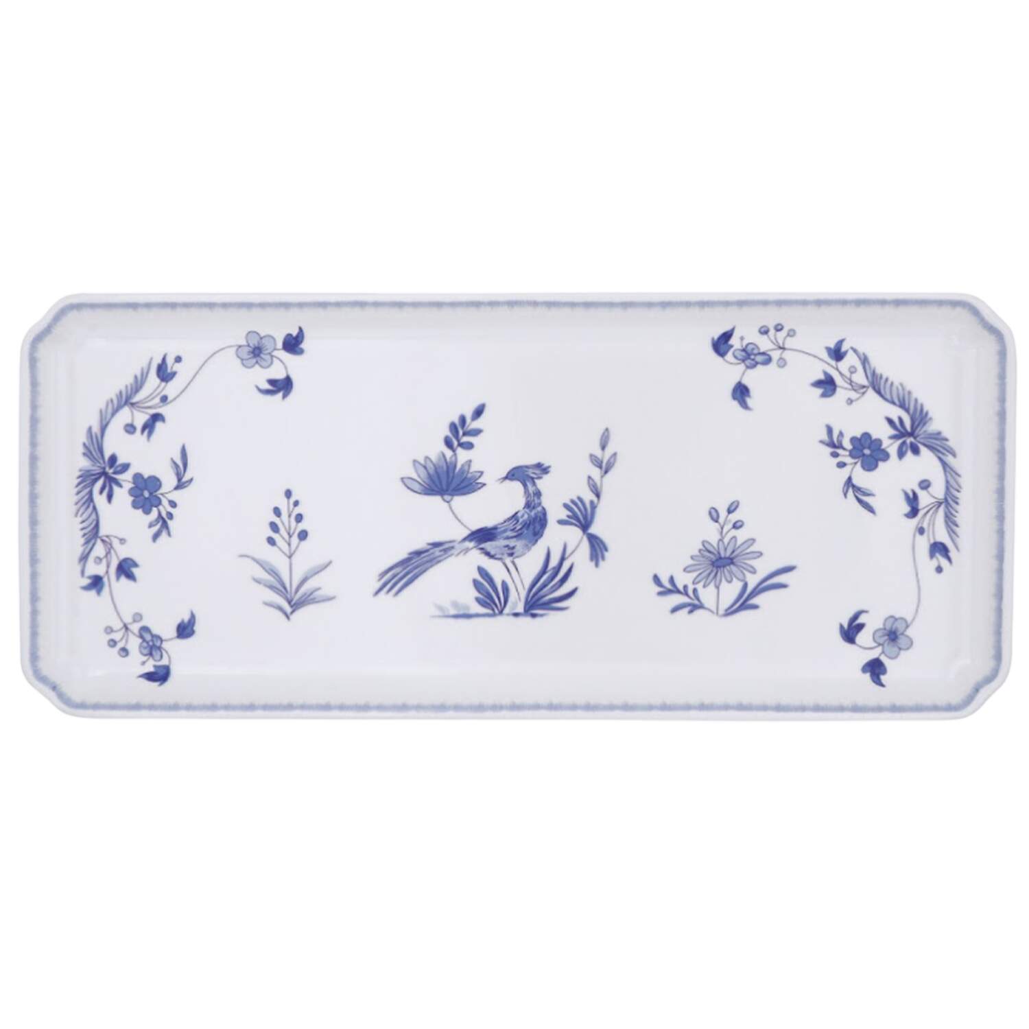 Paradis Bleu 14" Rectangular Tray by Faiencerie De Gien-1