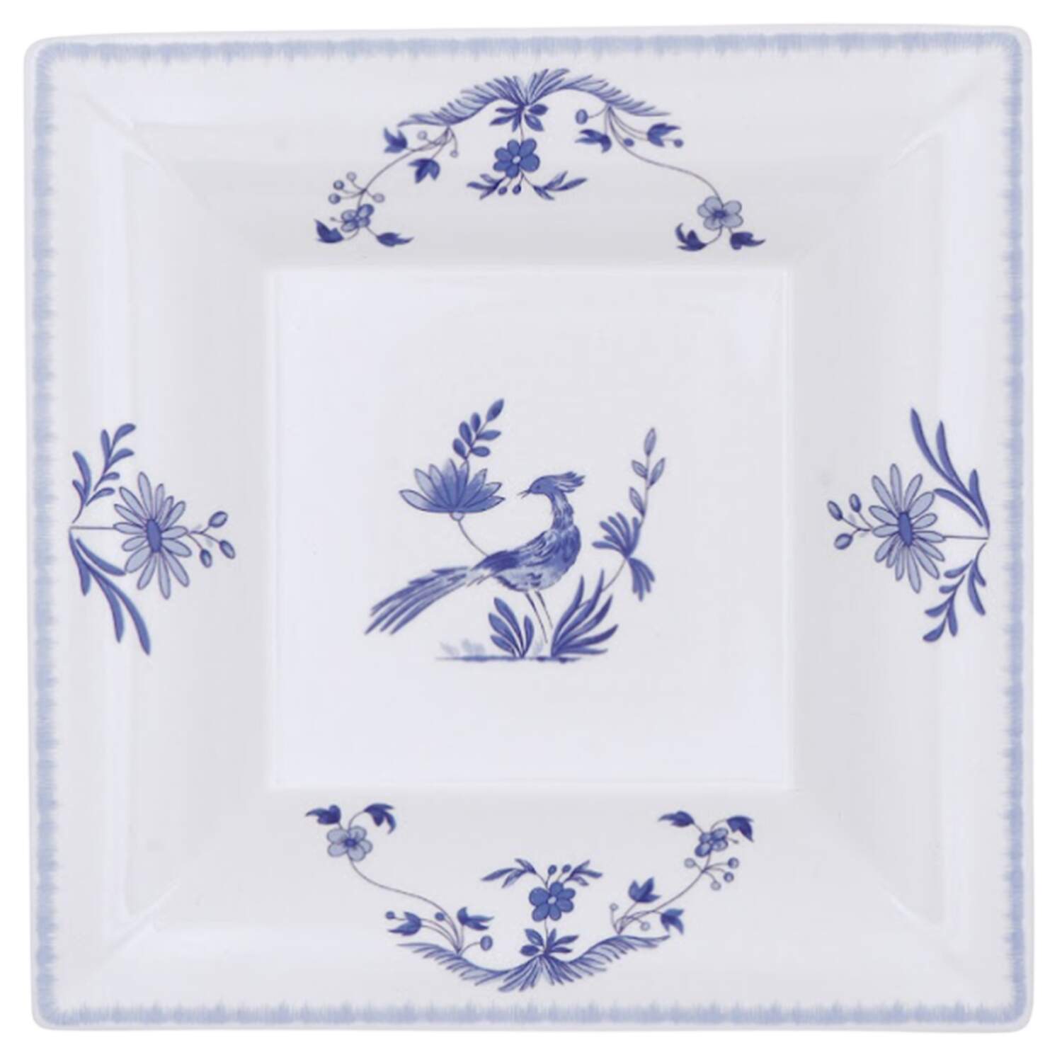 Paradis Bleu 8" Square Tray by Faiencerie De Gien-1