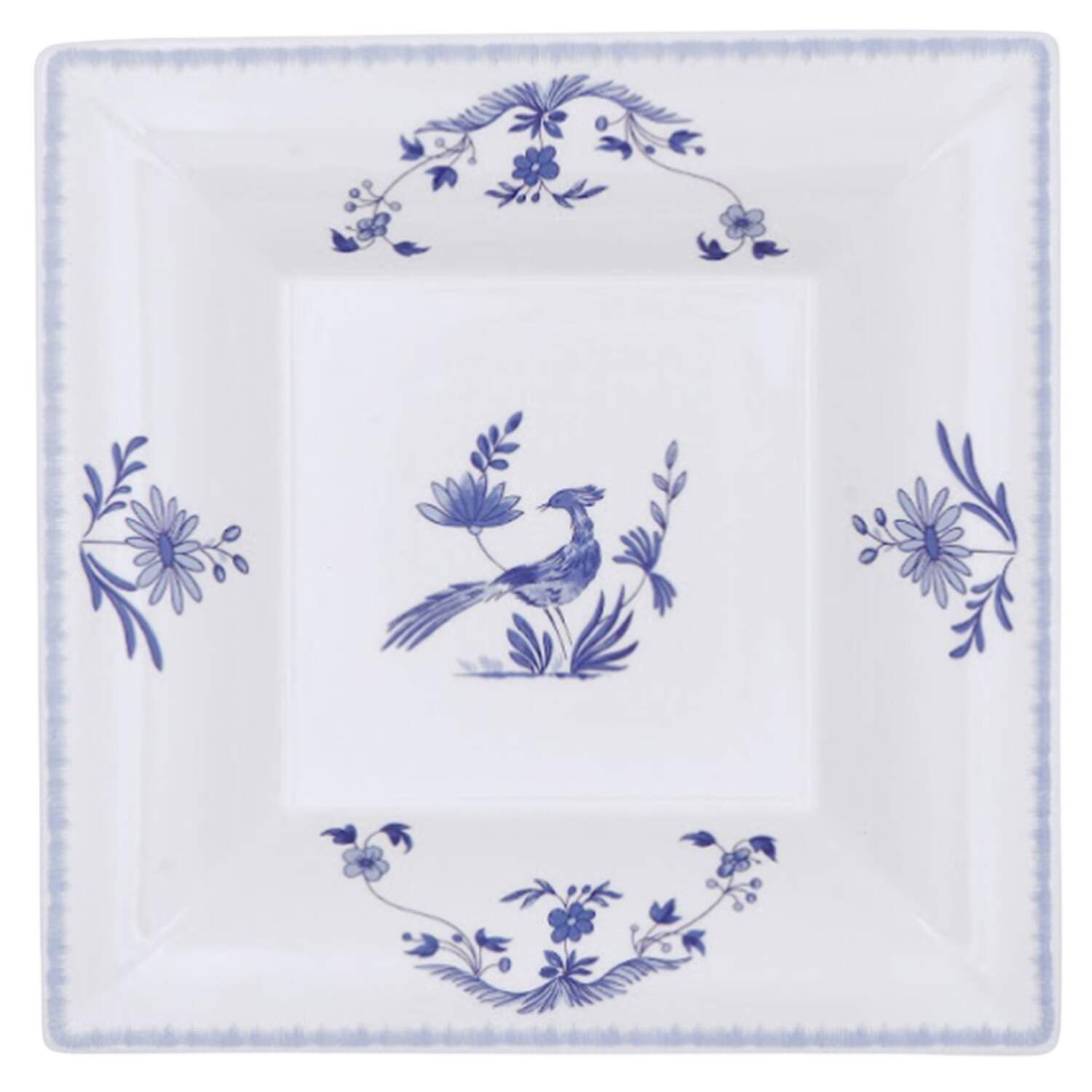 Paradis Bleu 6" Square Tray by Faiencerie De Gien-1
