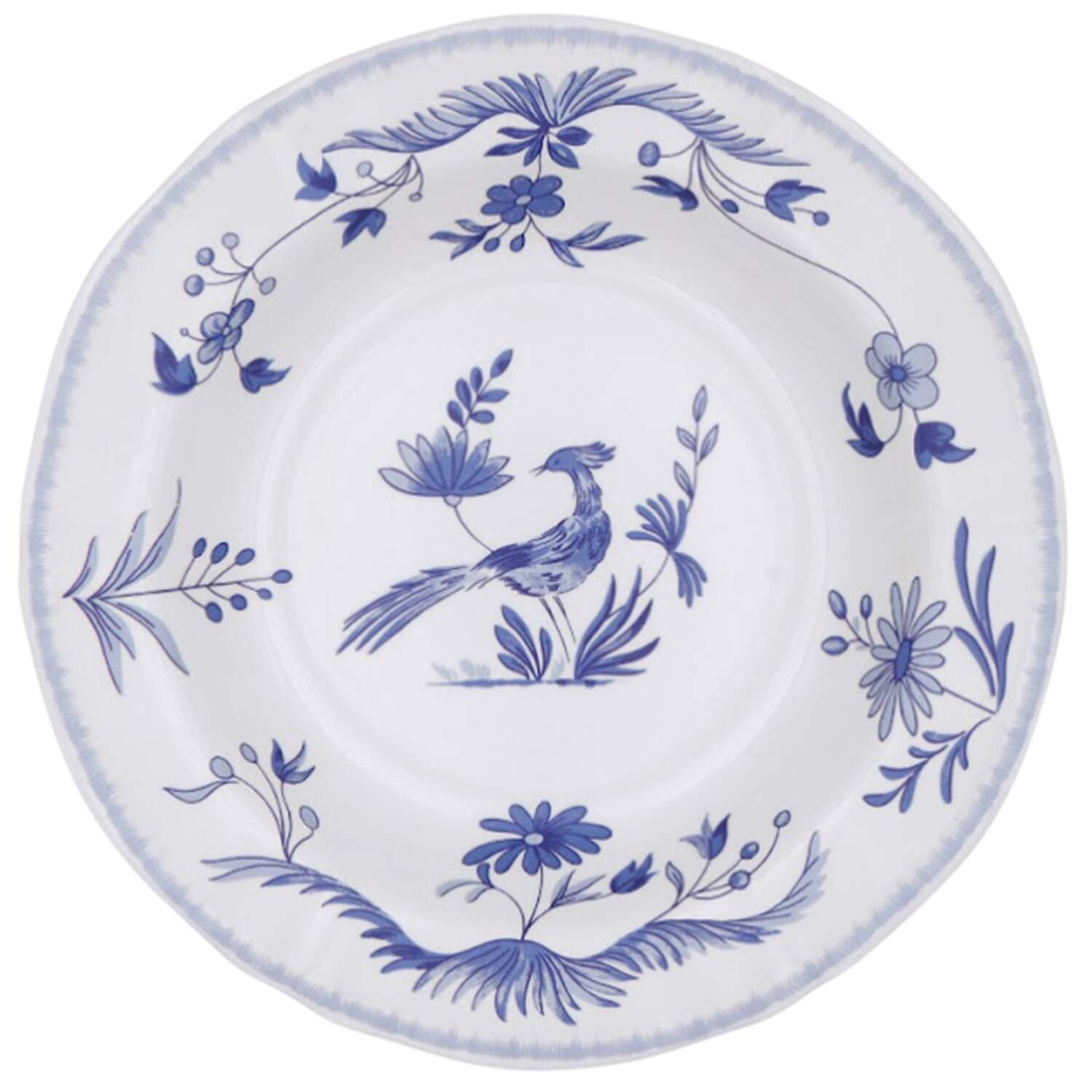 Paradis Bleu Large Rim Soup Bowl by Faiencerie De Gien-1