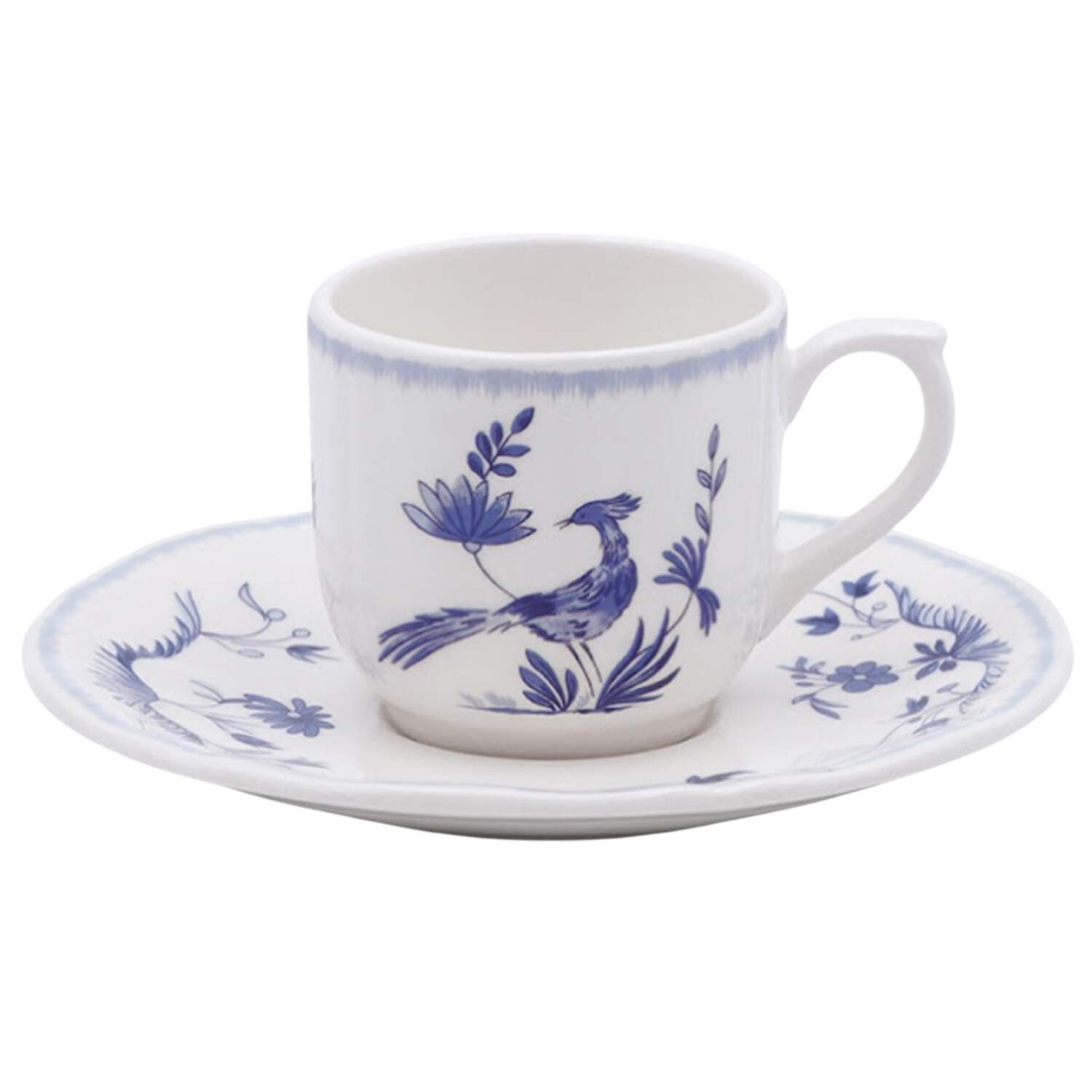 Paradis Bleu Flat Demitasse Cup & Saucer Set by Faiencerie De Gien-1