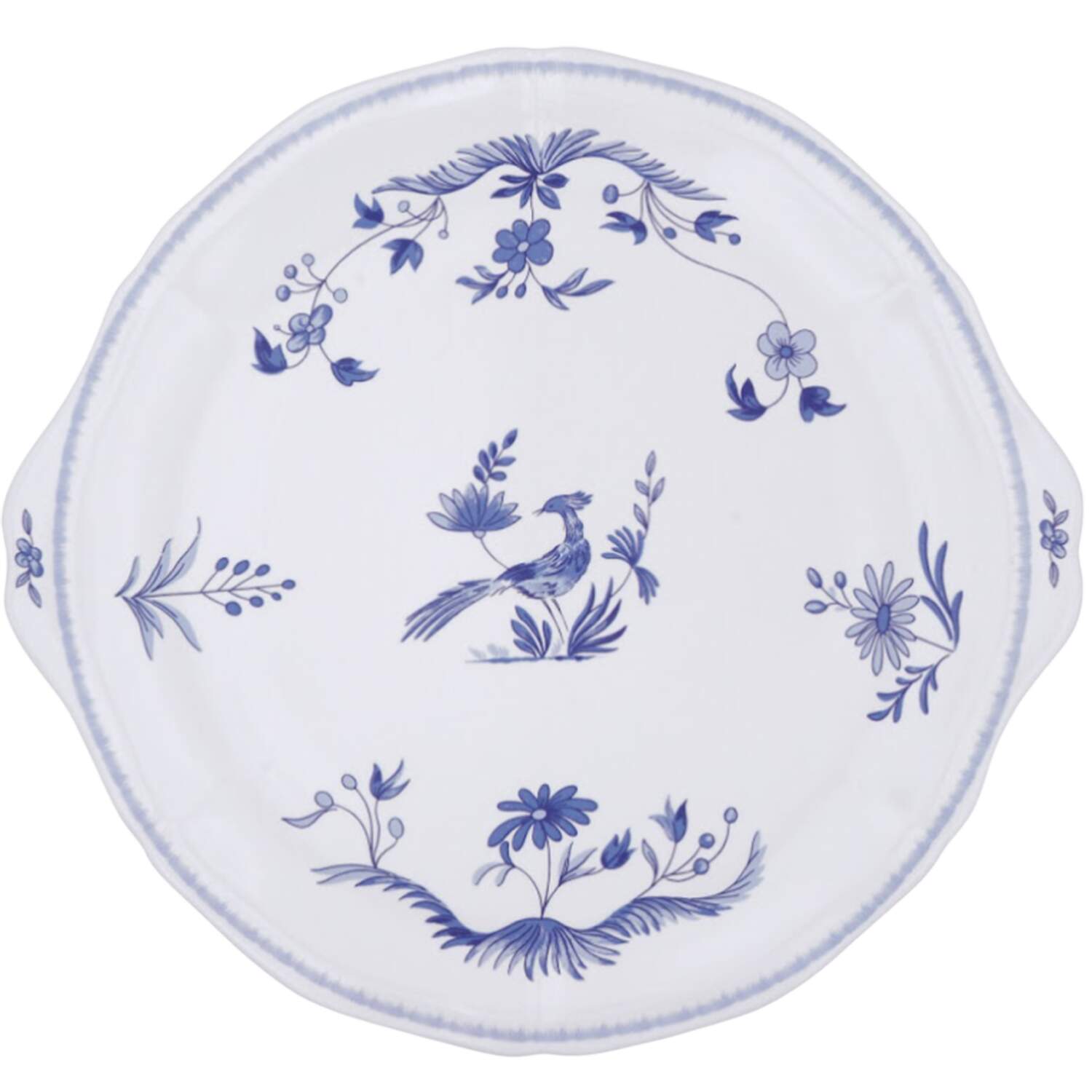 Paradis Bleu Handled Cake Plate by Faiencerie De Gien-1