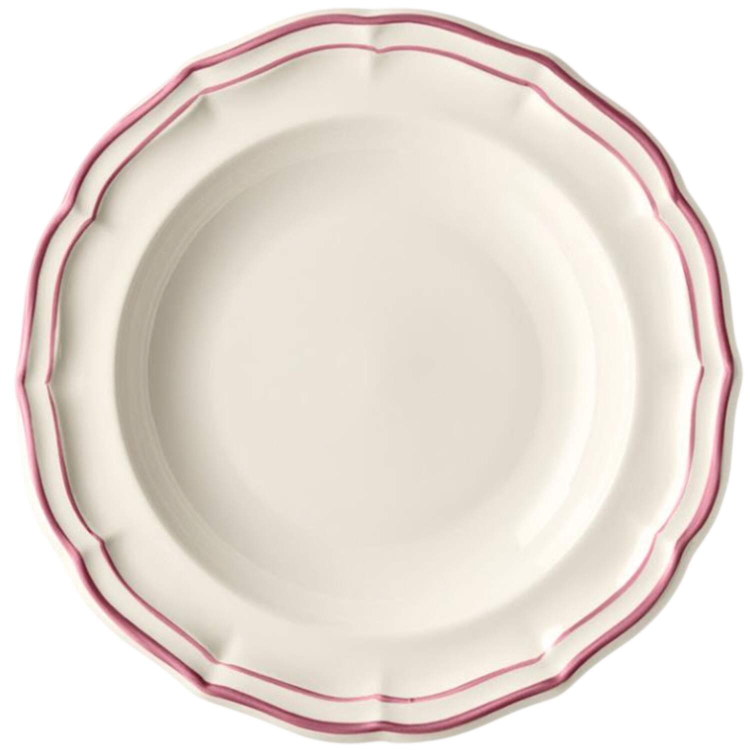 Filets Bordeaux (Burgundy) Large Rim Soup Bowl by Faiencerie De Gien-1