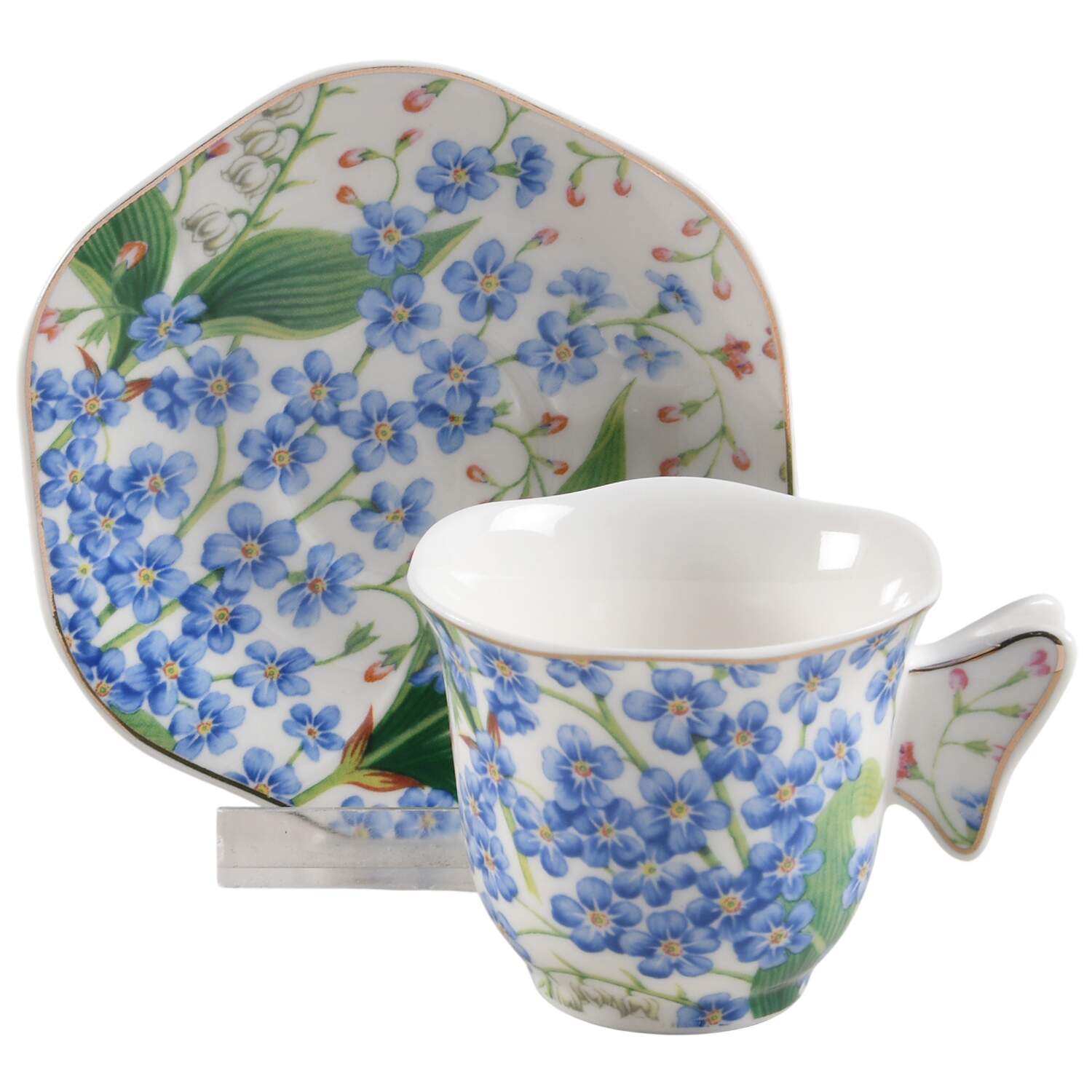 Blue Lily of the Valley Espresso Cup and Saucer Set by Grace's Teaware-1