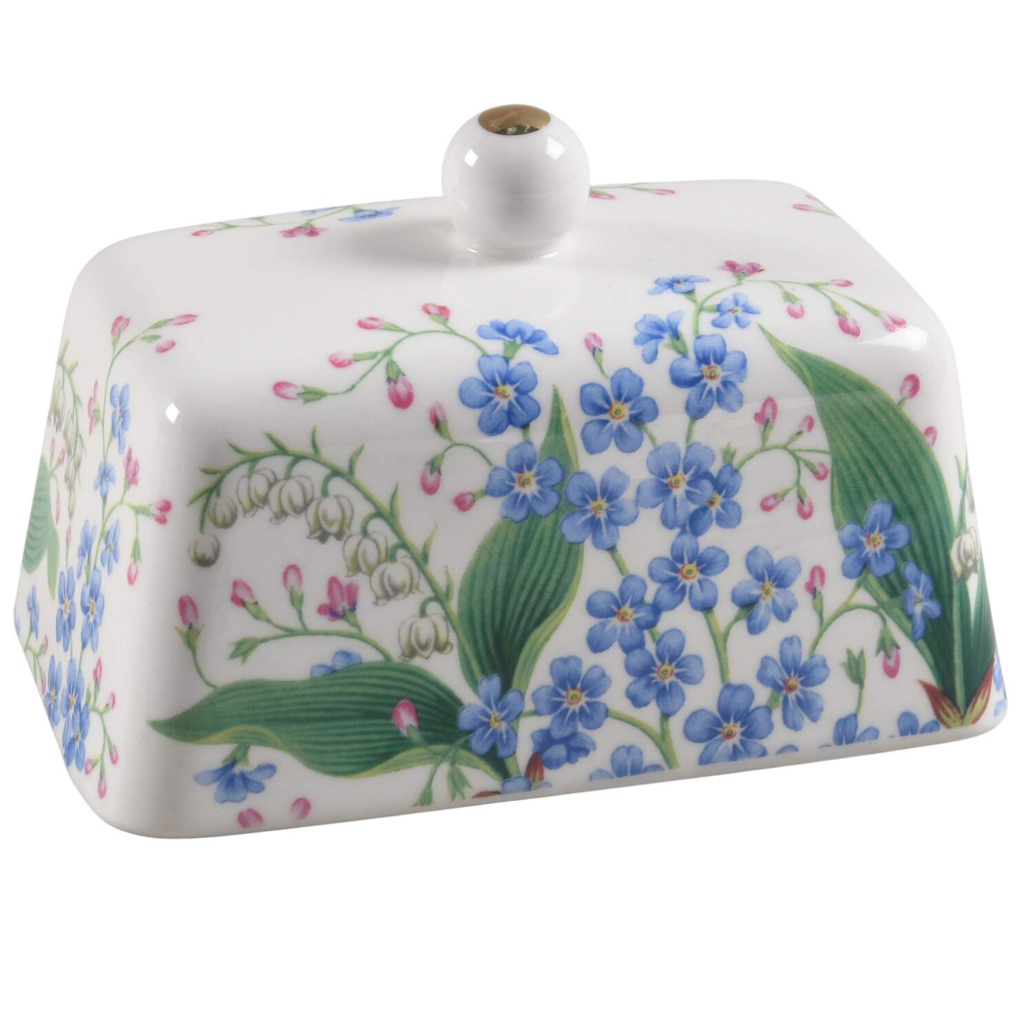 Blue Lily of the Valley Lid for 1/4 Lb Butter by Grace's Teaware-1