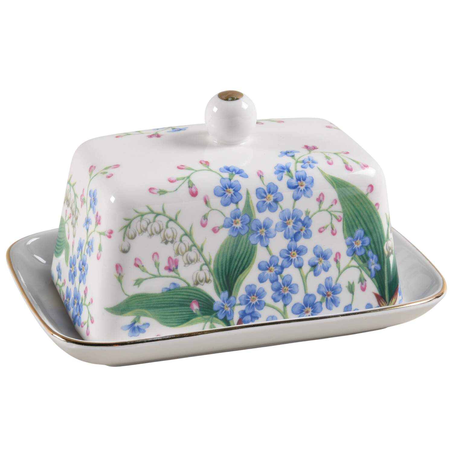 Blue Lily of the Valley 1/4 Lb Covered Butter by Grace's Teaware-1