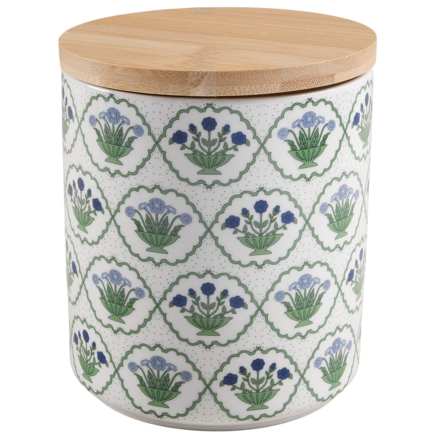 Blue-Green Block Medium Canister & Lid by Grace's Teaware-1