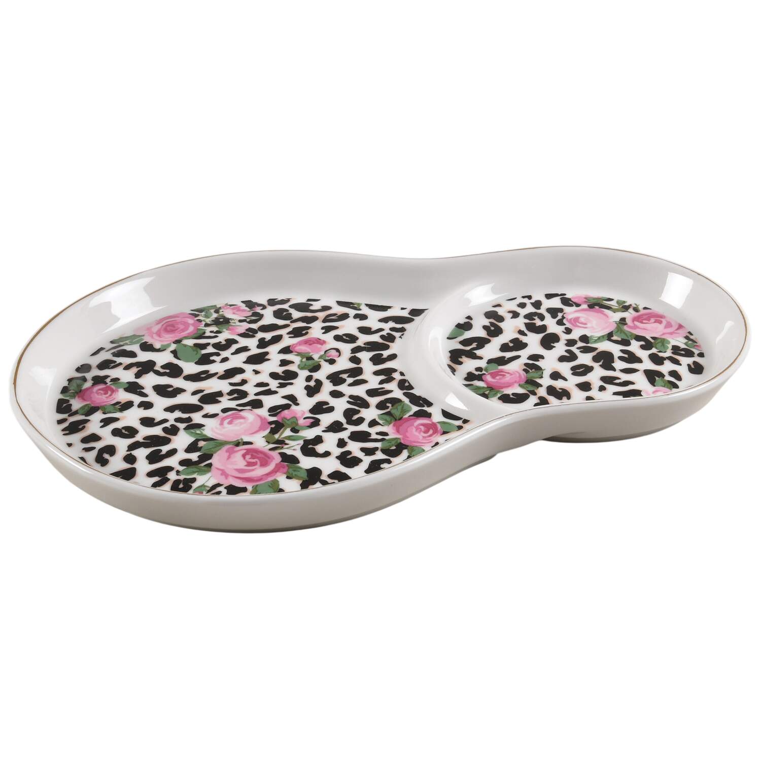 Leopard Rose Snack Plate by Grace's Teaware-1