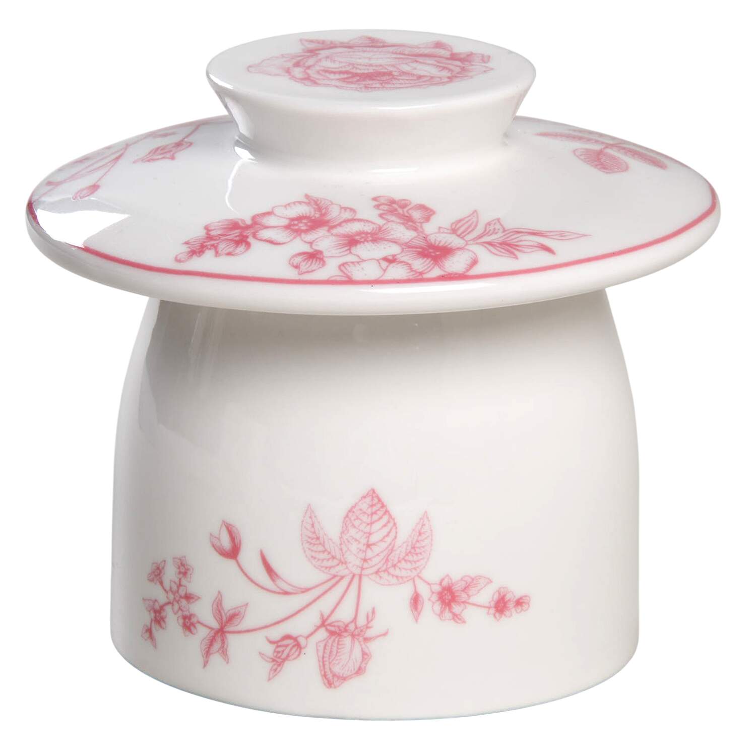 Rose Vine Pink Lid for Butter Crock by Grace's Teaware-1
