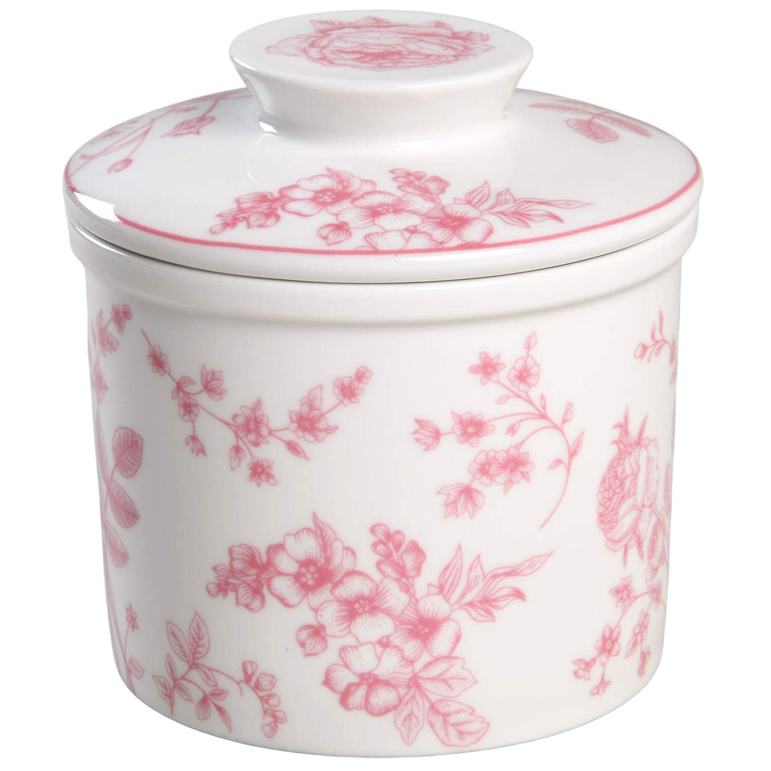 Rose Vine Pink Butter Crock & Lid by Grace's Teaware-1