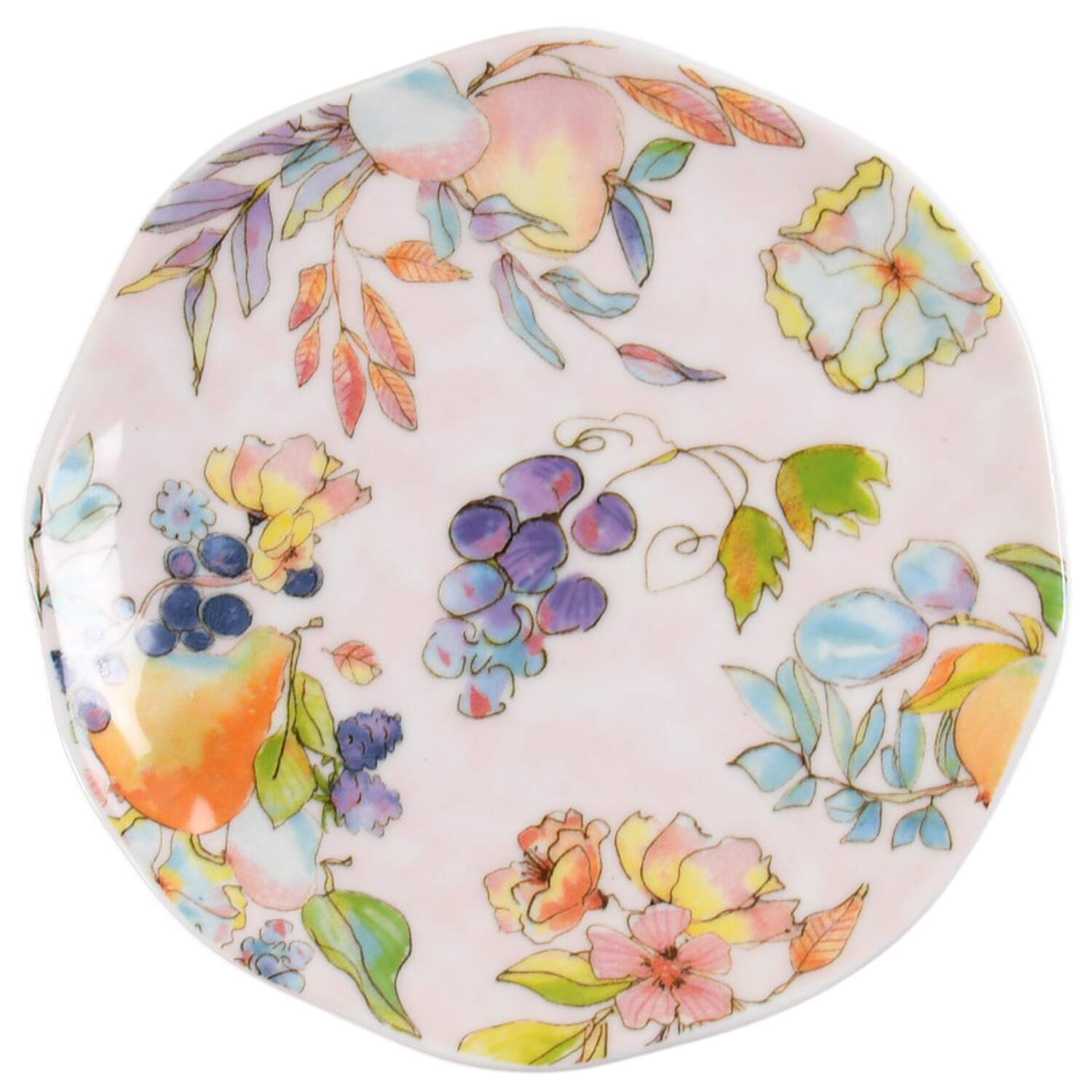 Watercolor Pink Blue Appetizer Plate by Grace's Teaware-1