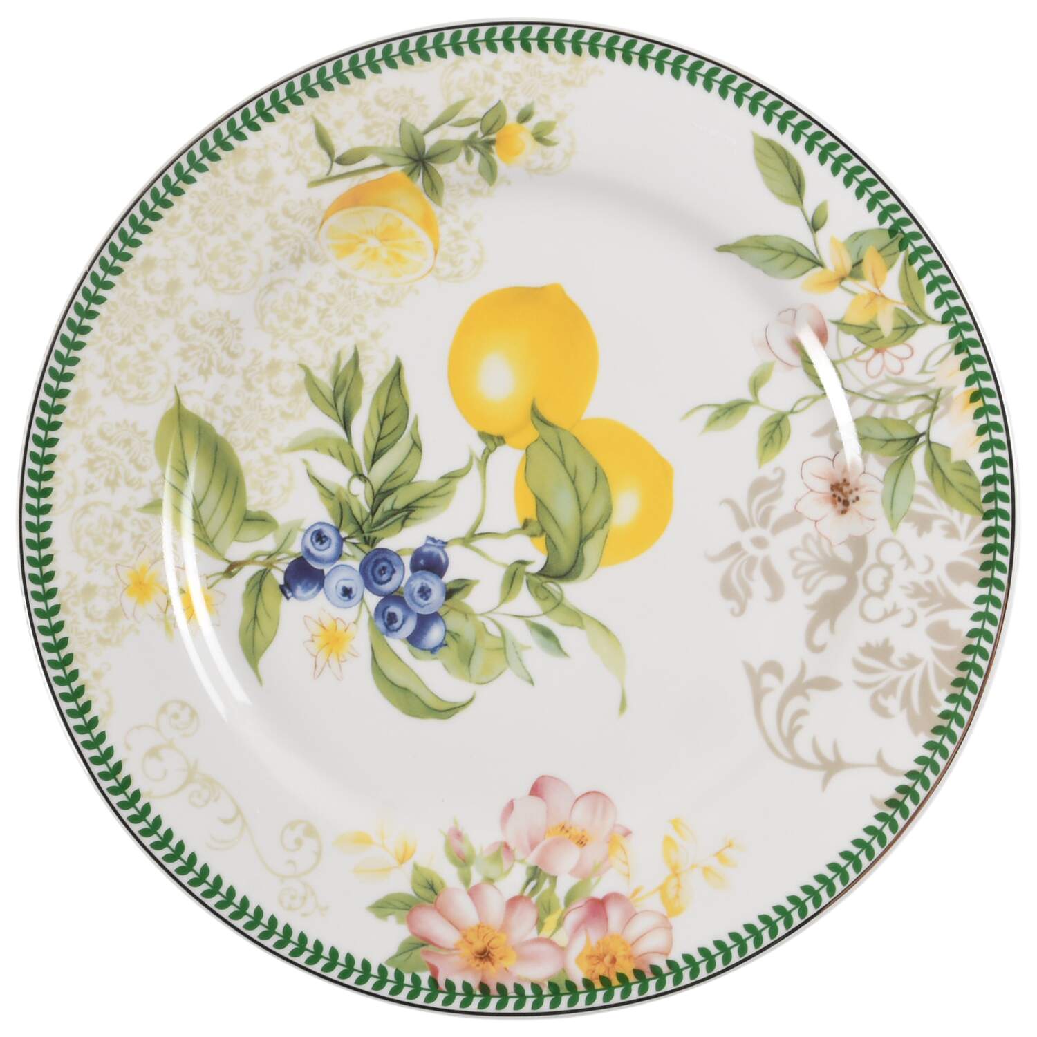 Lemon Green Zig Dinner Plate by Grace's Teaware-1